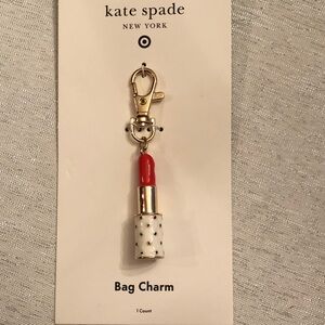 Authentic Kate Spade x Lipstick Bag Charm in Red and Gold. New with tag.